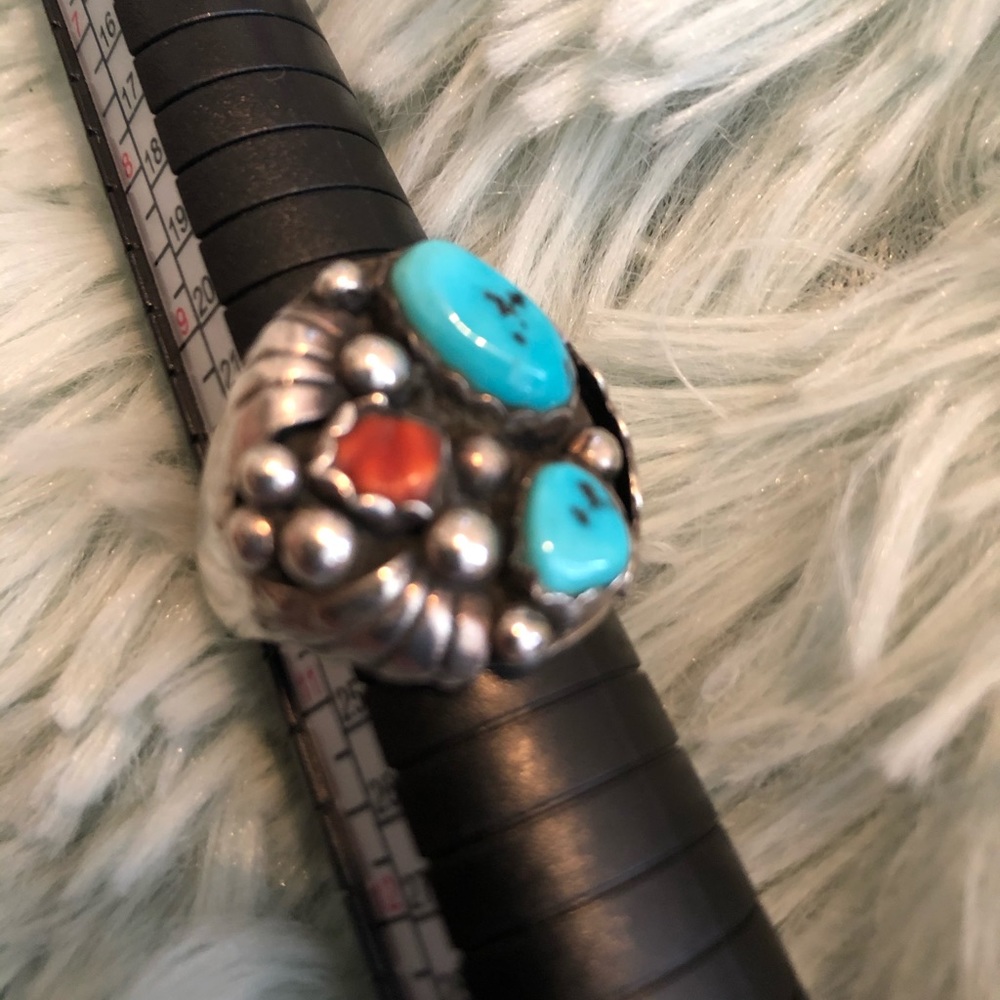 925 silver/turquoise/jasper ring